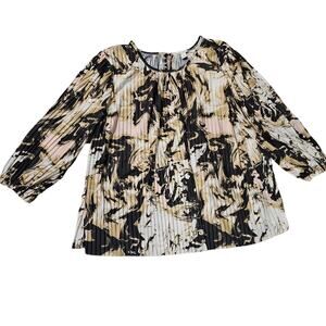 Cato Est. 1946 Pleated Top Size XL Long Sleeve Black Beige
